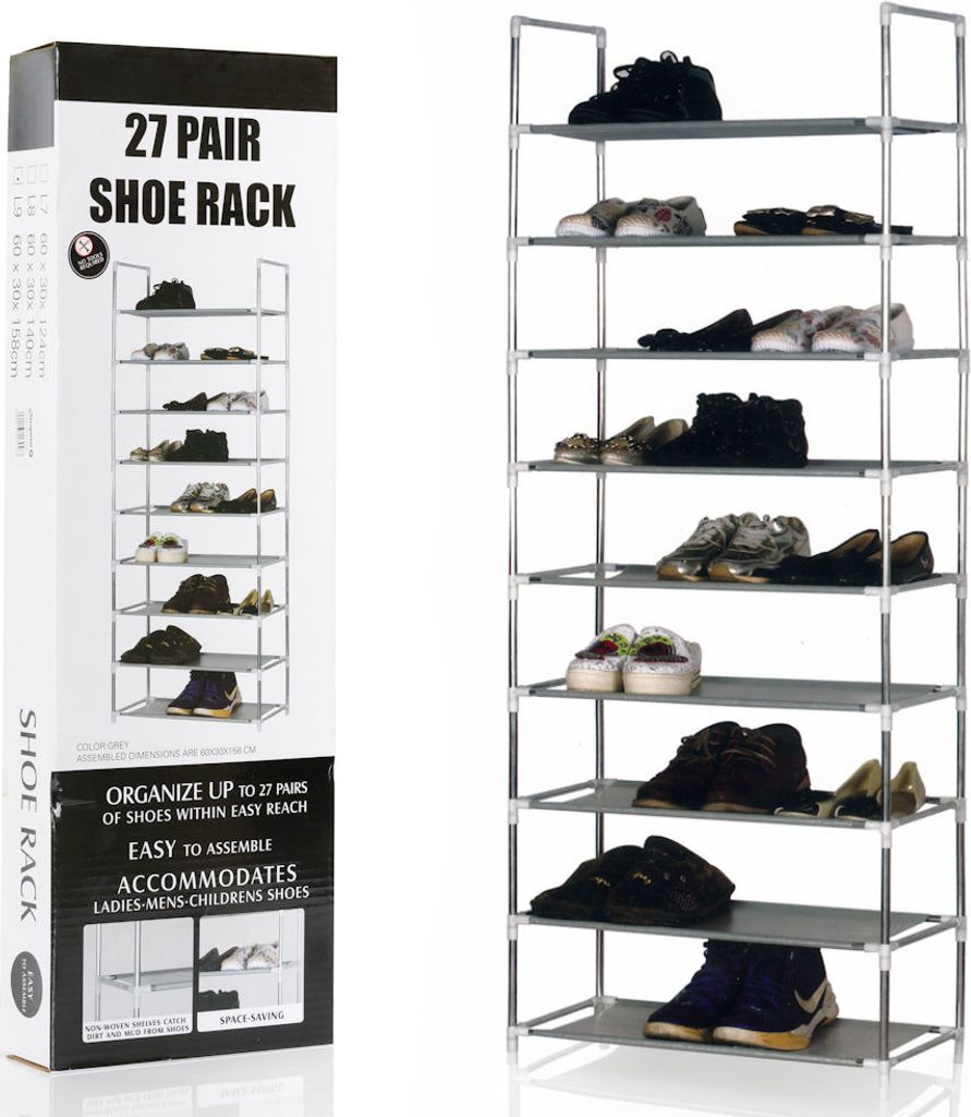 Schuhregal für 27 Paar Schuhe - 9 Ebenen - Organizer für die Schuhablage - Stehregal Schuhregal - Schuhschrank - Aufbewahrungssystem aus Metall m...