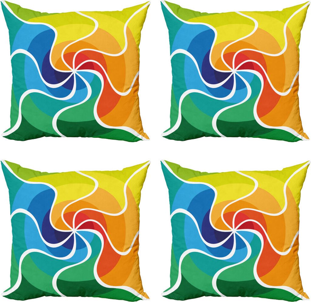 ABAKUHAUS Psychedelisch Kissenbezug Set (4 Stück), rainbow Spiral, Moderner Doppelseitiger Digitaldruck, 40 cm x 40 cm, Mehrfarbig