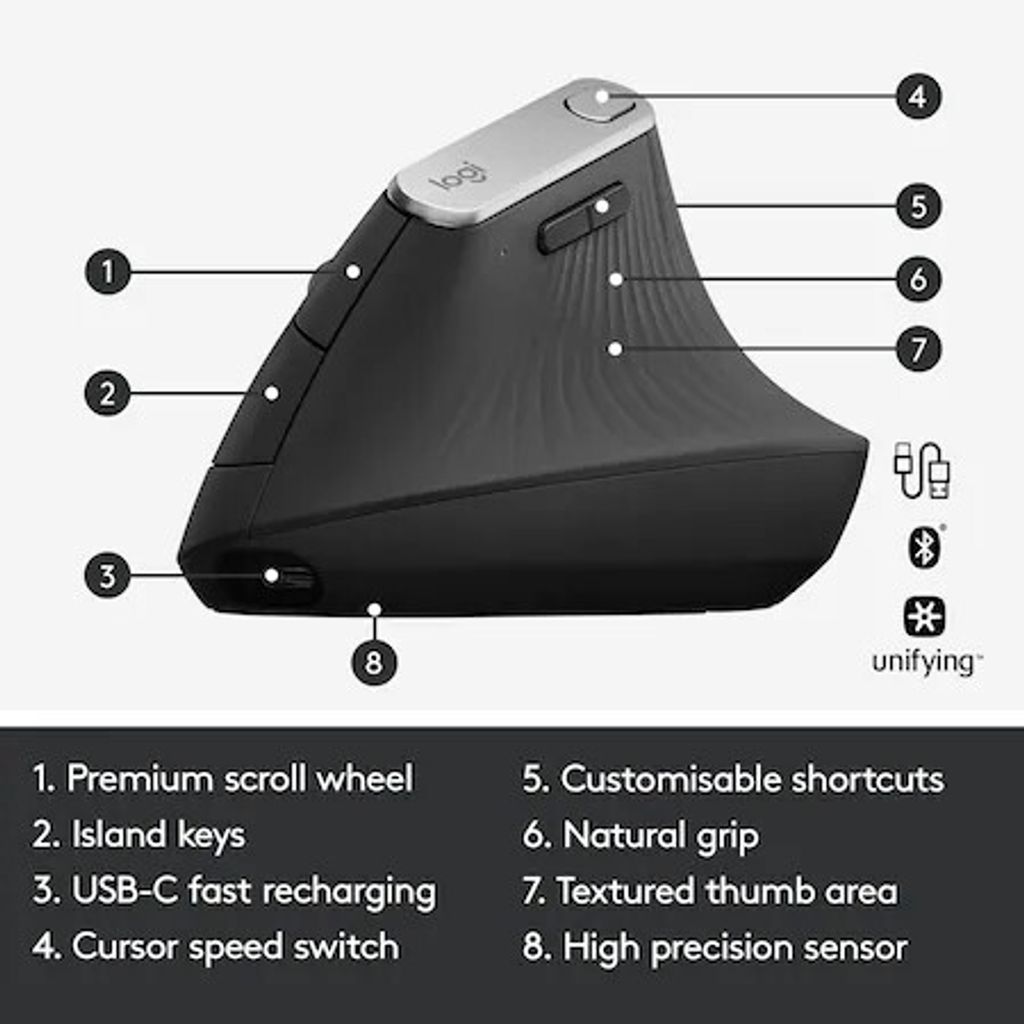 Logitech Wireless Mouse MX Vertical ergonomisch black Obrázok produktu 39