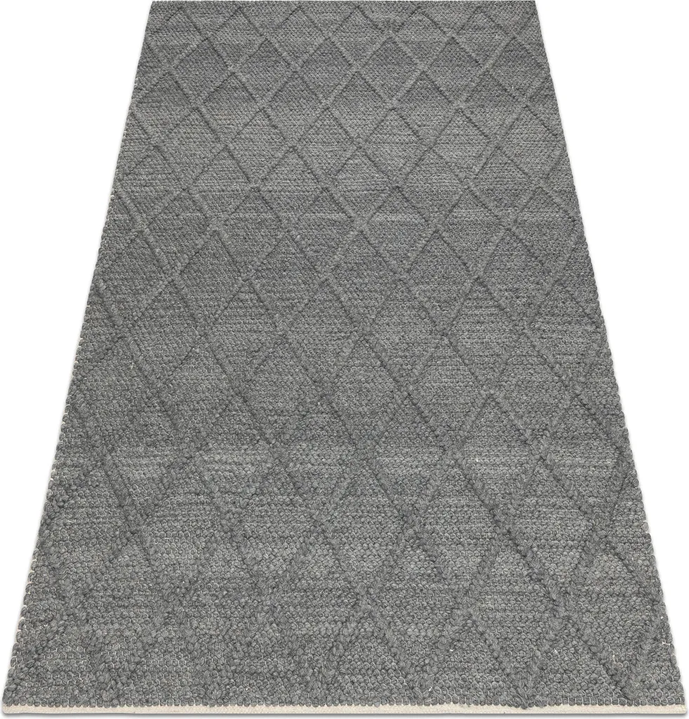 Tapis laine fait main bouclé anthracite Tahar 120x180 cm durable