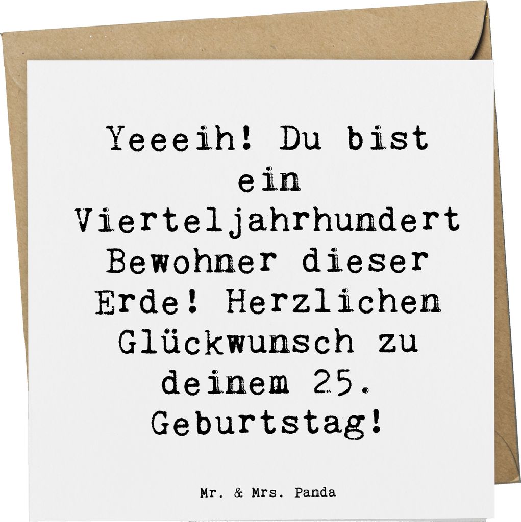 Mr. & Mrs. Panda Grußkarte Spruch 25. Geburtstag - Weiß - Geschenk, Glückwunsch, Handgefertigt, doppelkarte, Geburtstagswünsche, Lebensreise, F...