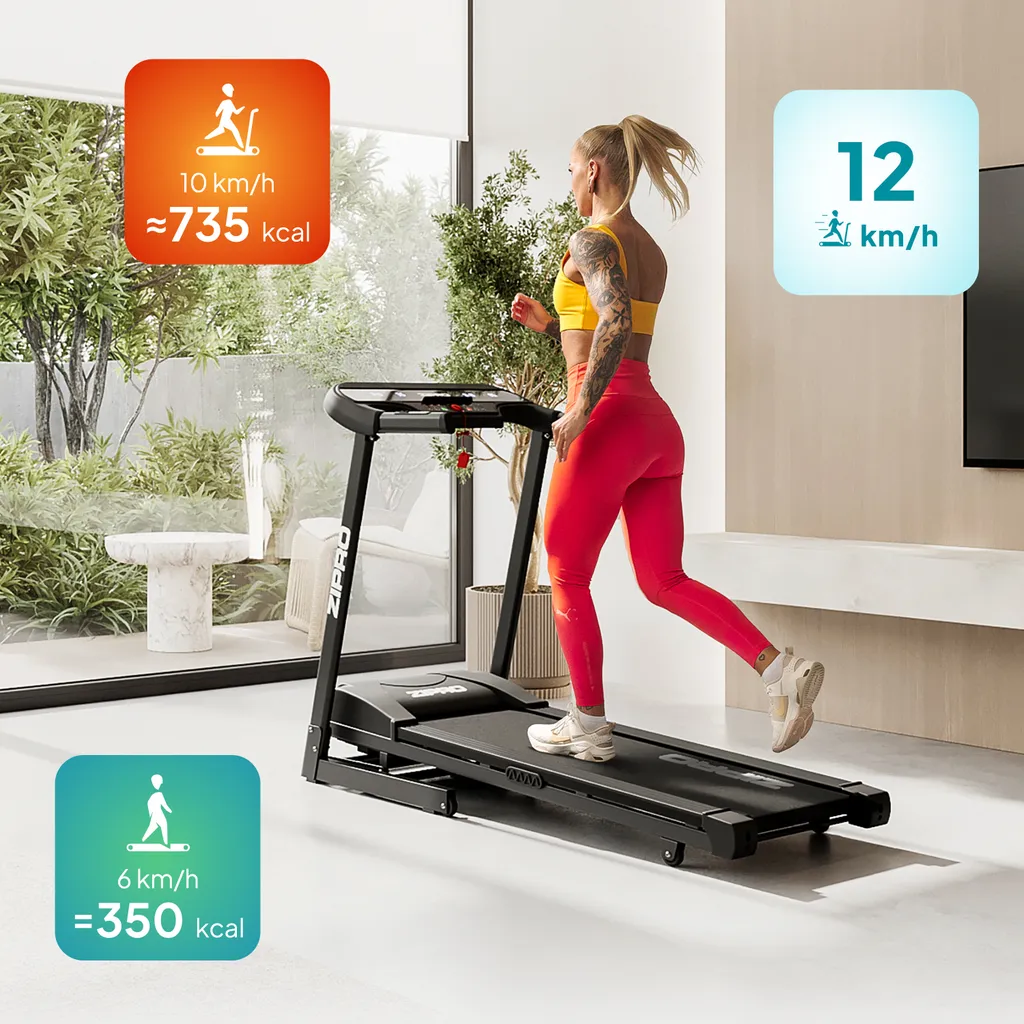 Tapis de course compact Zipro Pulse amorti ajustable et écran LCD - 4