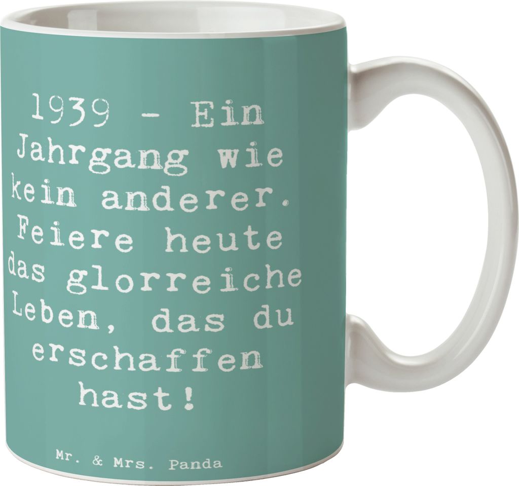 Mr. & Mrs. Panda Kaffeetasse Spruch 1939 Geburtstag - Meeresbrise - Geschenk, Kaffeebecher, Happy Birthday, Alter, Tasse, einzigartiges Jahr, der S...