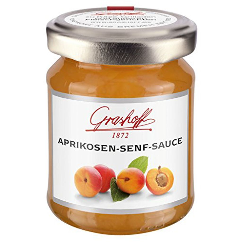 Verpackungsbild Grashoff Aprikosen Senf Sauce angenehm scharfer Delikatesssenf 125ml