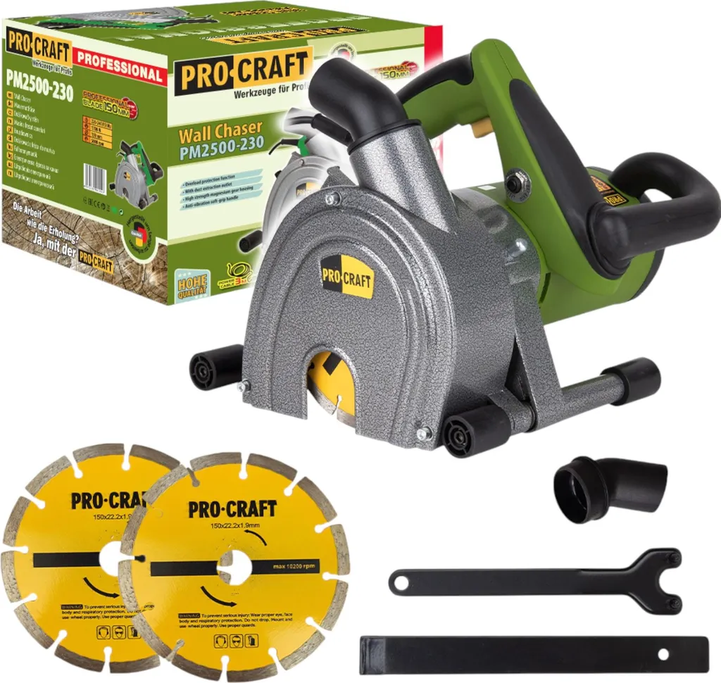 Rainureuse murale 1700 Watt Procraft PM2500-230 avec profondeur 45 mm