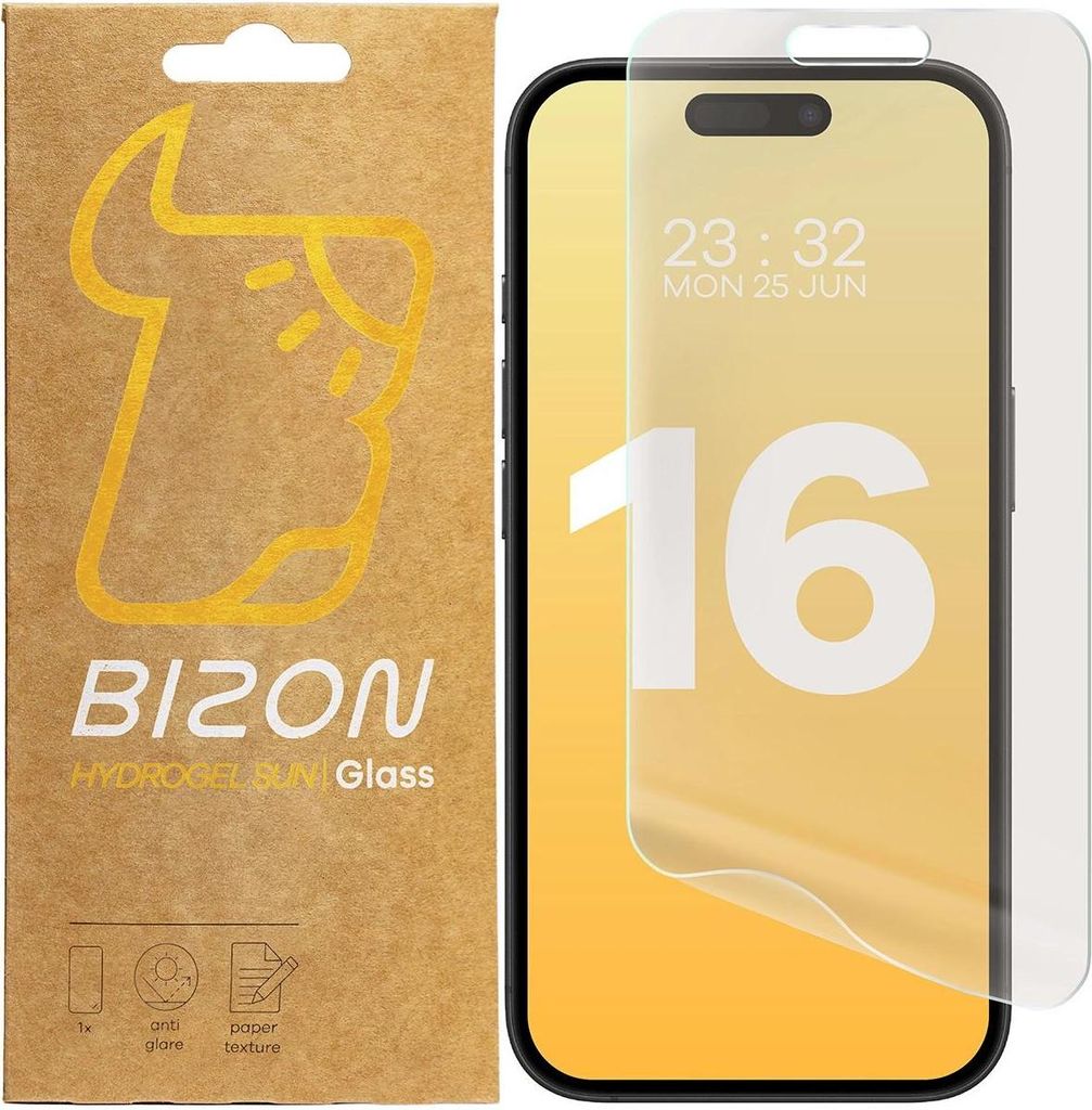 Bizon Glass Film Sun Mattfolie für iPhone 16, 2 Stück
