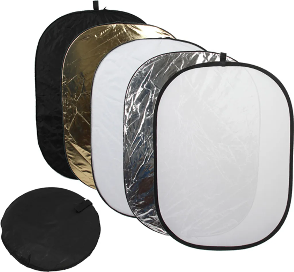 Réflecteur de lumière ovale 5 en 1 format 92x122cm avec cadre pliable