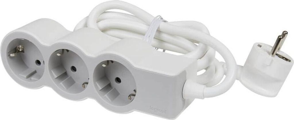 Legrand Flache Steckdosenleiste 3x Steckdose, 5 Meter Kabel weiss-grau 694567
