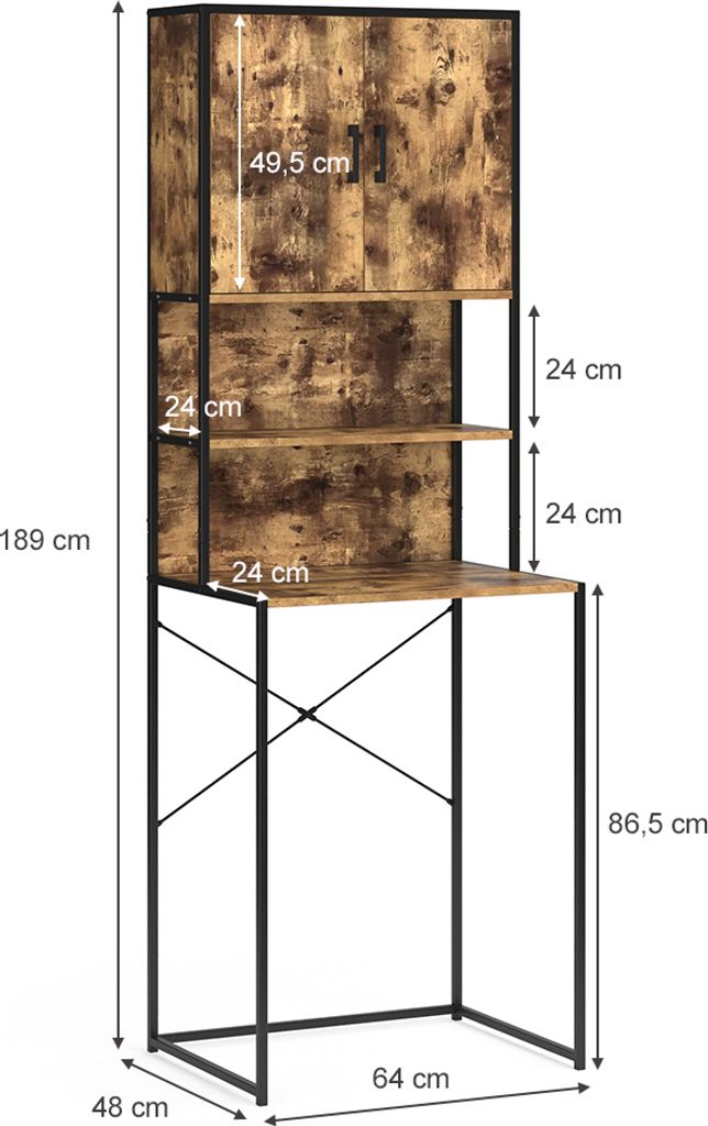 Vicco Waschmaschinenschrank Fyrk, 64 x 189 cm, Eiche Produktbild 3