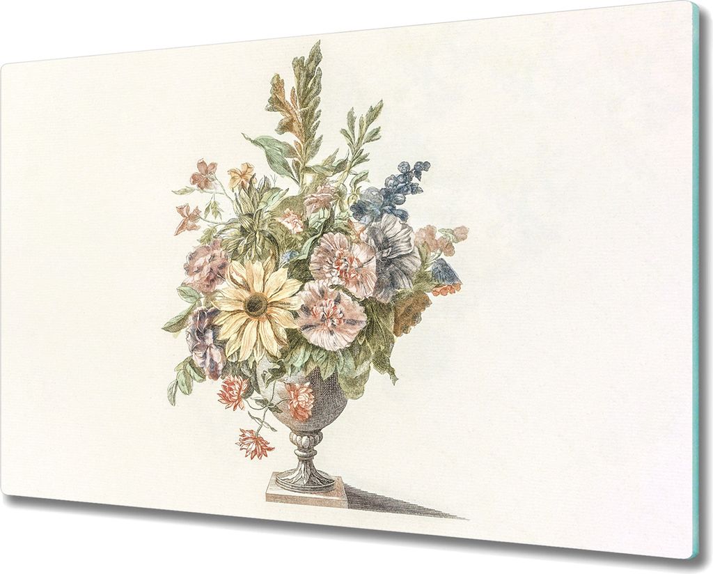 Coloray Herdabdeckplatte 80x52 cm Schneidebrett Kochplattenabdeckung Küchenbrett Hackbrett - Blumen Pflanzen