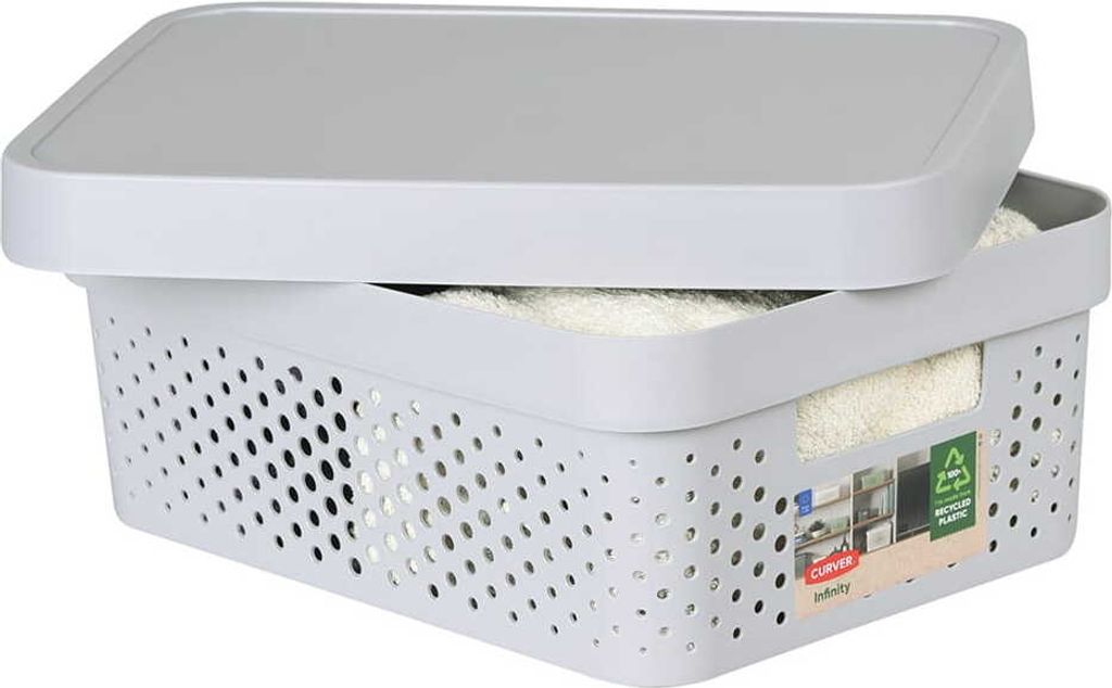 Úložný box INFINITY 11l s vekom sivý perforovaný Obrázok produktu 7