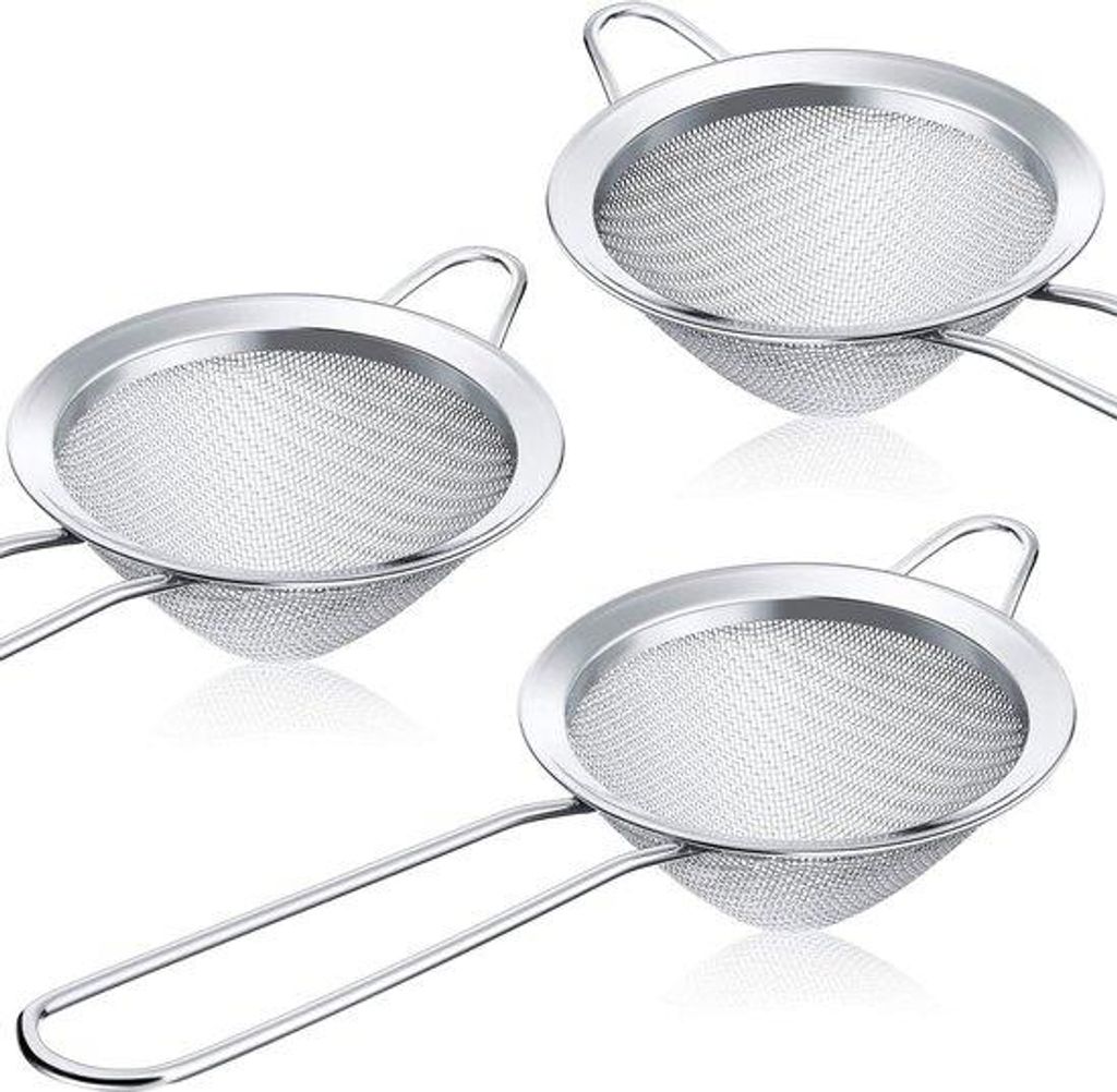 Set aus 3 Filtern, kleine Metallfilter, Schöpfkelle, konische Filter für lose Teeblätter, praktische Barfilter