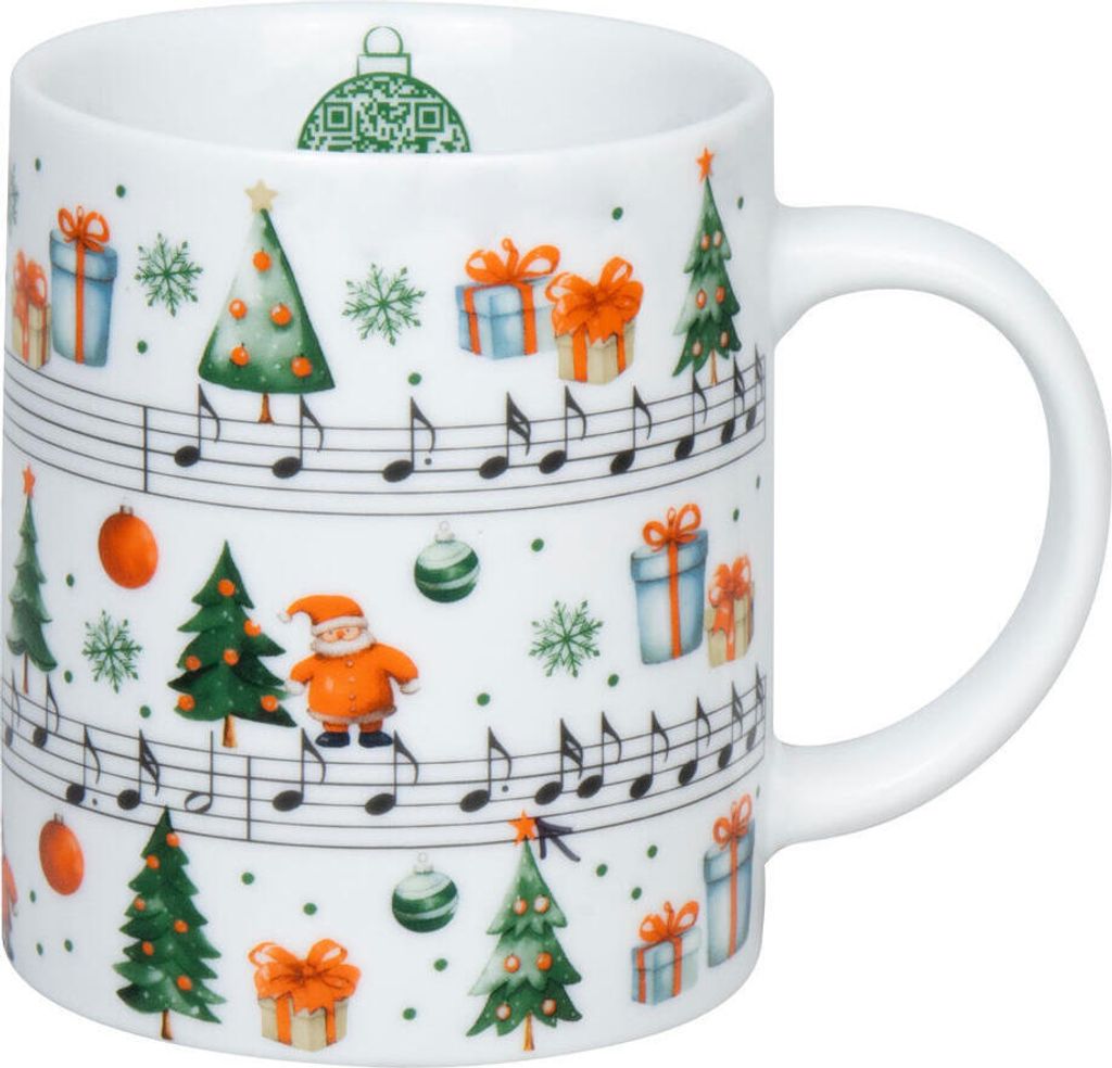 Könitz Becher Jingle Bells, Tasse, Kaffeetasse, Porzellan, Weiß, 300 ml, 1110022877