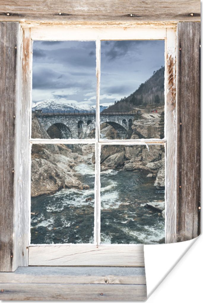 MuchoWow Poster Aussicht - Brücke - Wasser 20x30 cm - Papierdruck