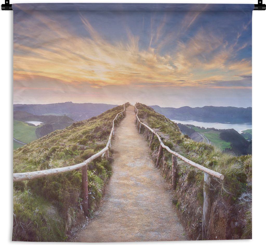 MuchoWow Wandteppich Wandbehang Berge - Natur - Weg 150x150 cm Tapisserie Dekoration Wandtuch - Wohnaccessoires - Modernes