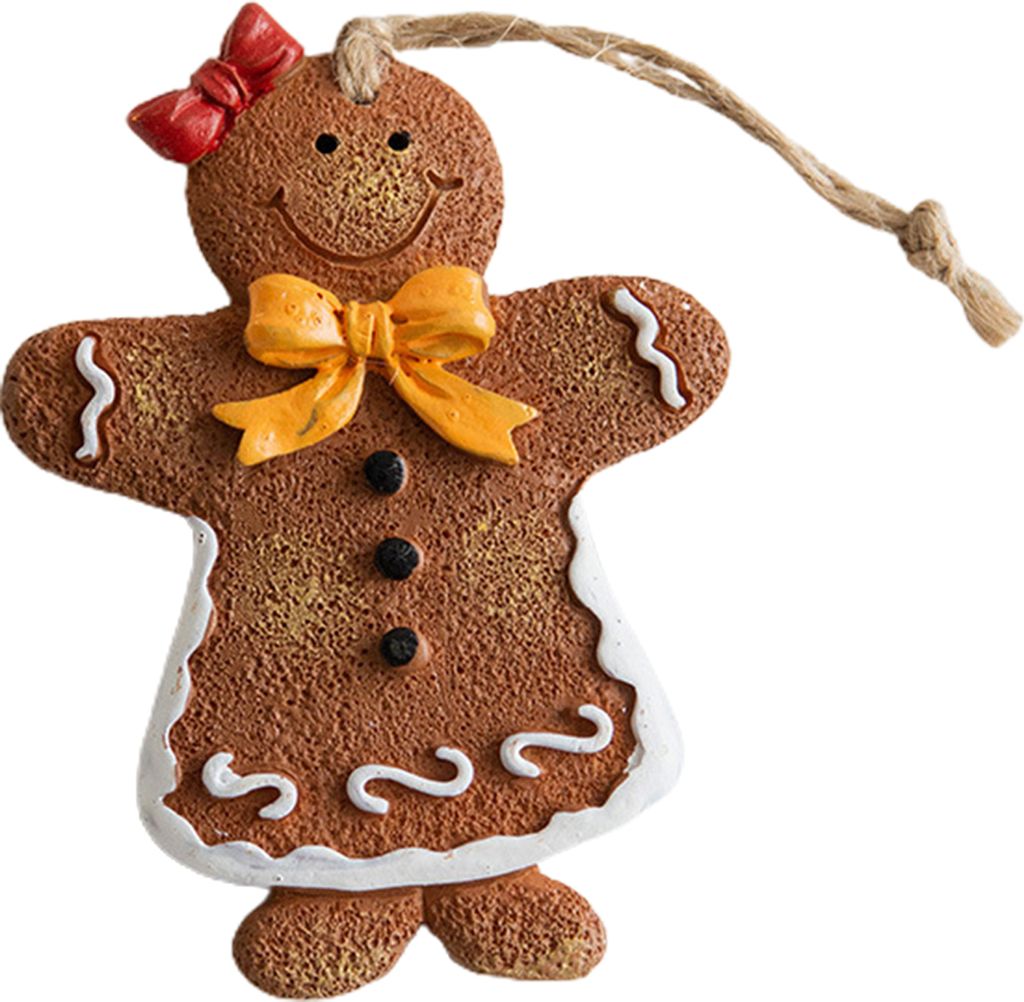 Weihnachtsdekoration aus Harz, Lebkuchenmann, entzückend, mit hängendem Schlüsselband, Weihnachtsbaum-Dekoration, Anhänger B