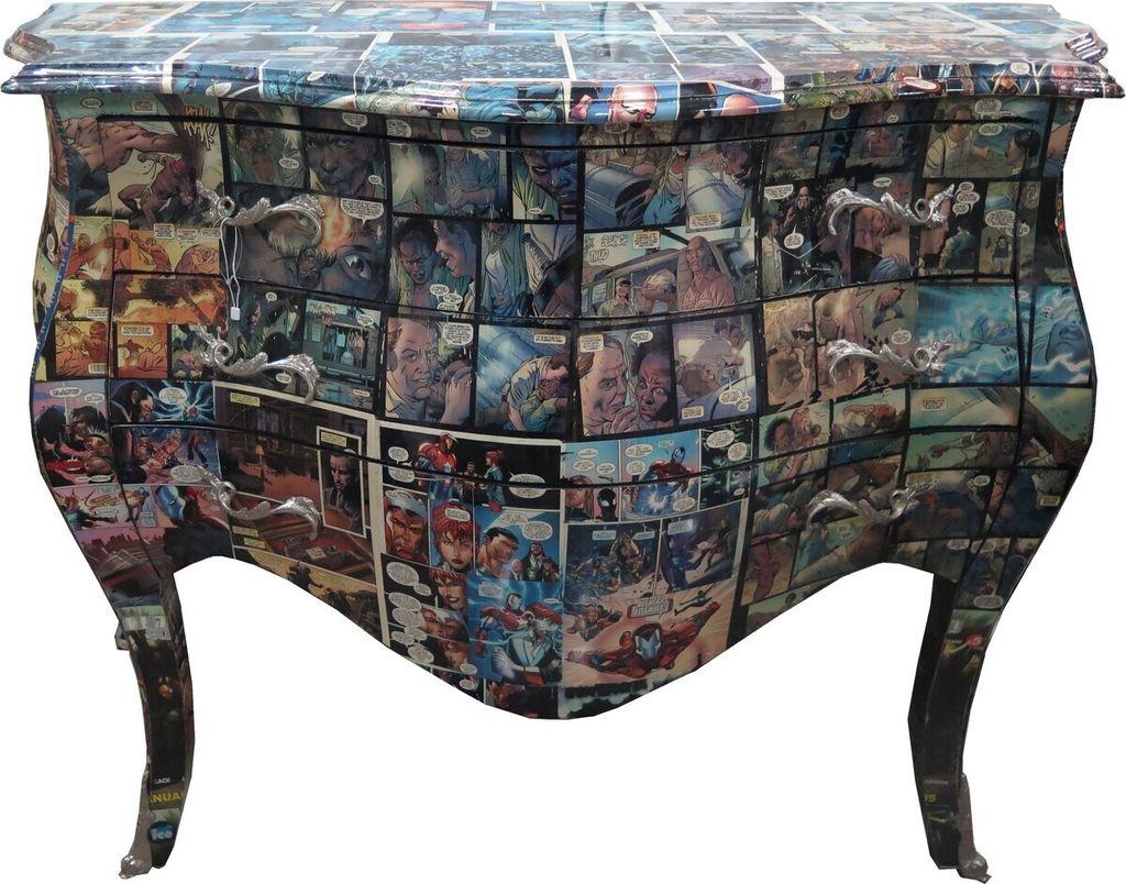 Casa Padrino Barock Kommode Comic Design 100 cm - Handgefertigt aus Massivholz- Limited Edition