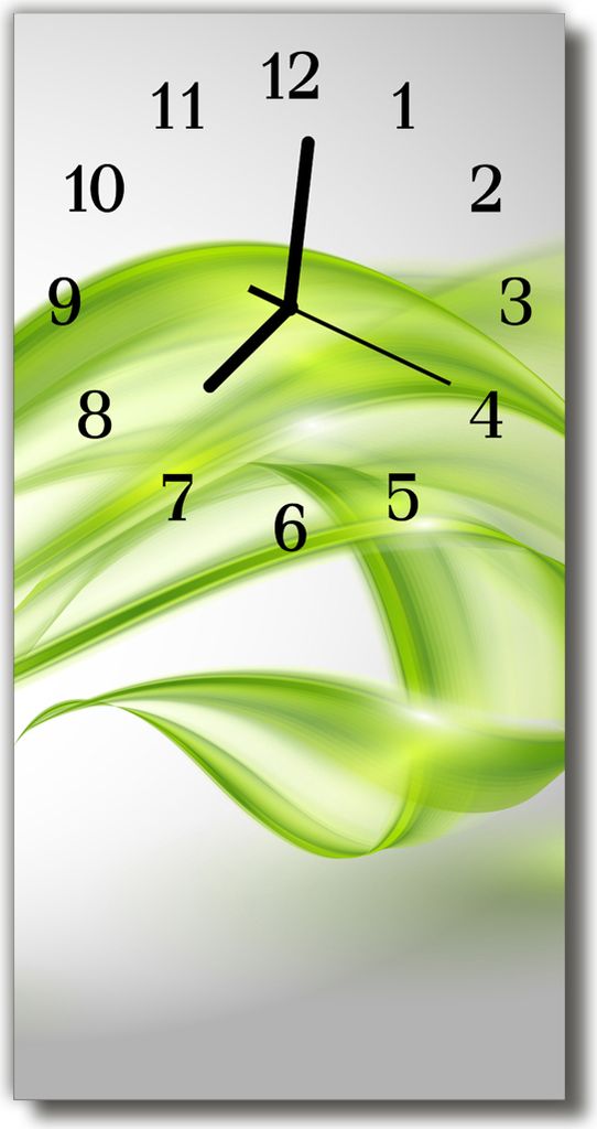 Tulup Glasuhr Wanduhr Küchenuhr Echt-Glas 30x60 Abstrakte Linien Grün