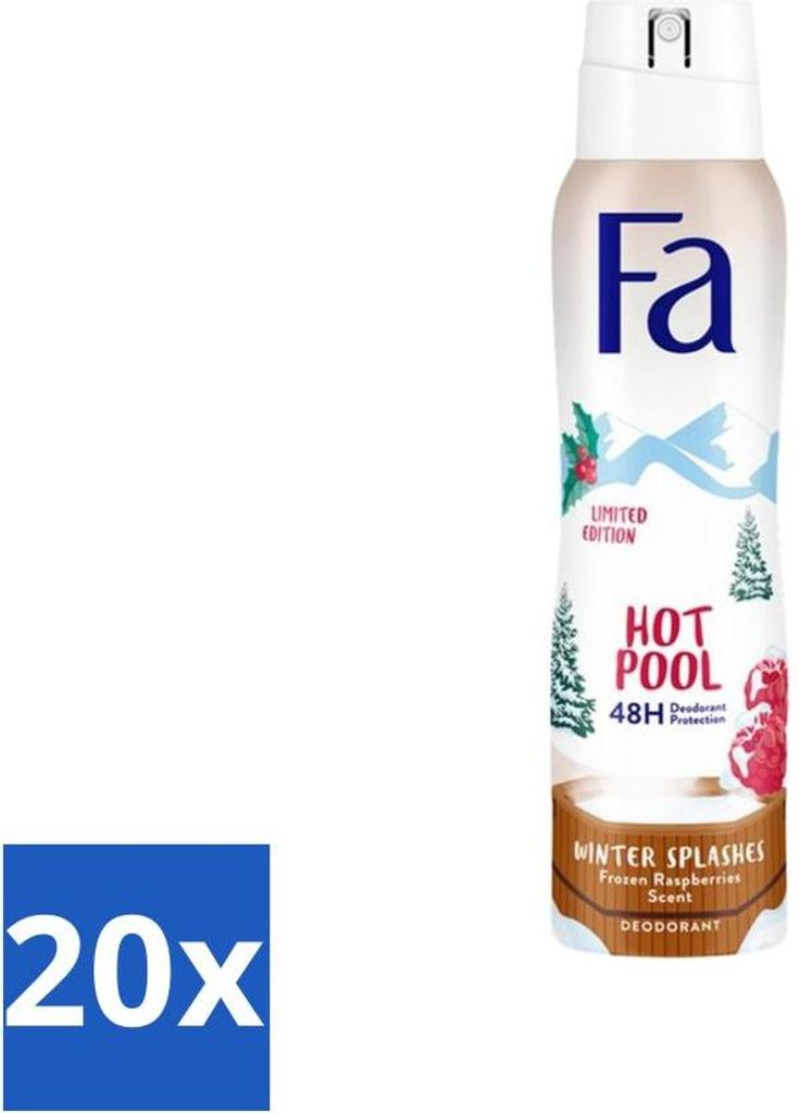 Fa - Deodorant Spray - Winter Splashes - 48h Schutz - Frozen Raspberry - Erfrischend & Fruchtig - 150ml - Vorteilspack - 20 Stücke