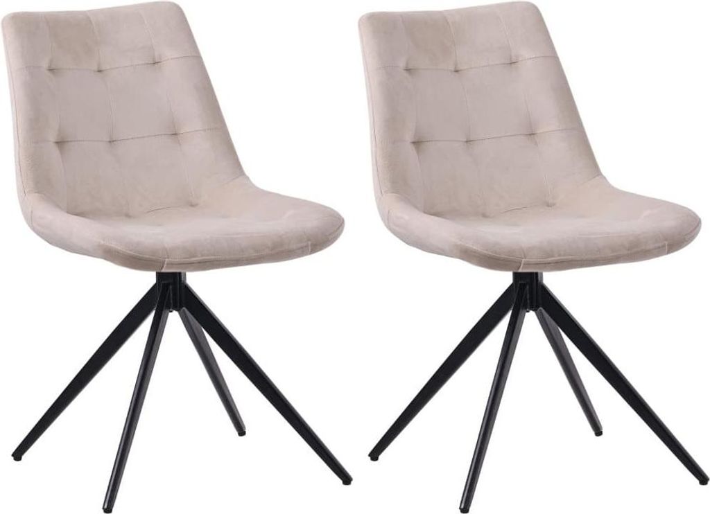 2-teiliges Set Esszimmerstuhl - Küchenstuhl - 180 Grad Drehfunktion | Farbe: Creme | Material: Weich
