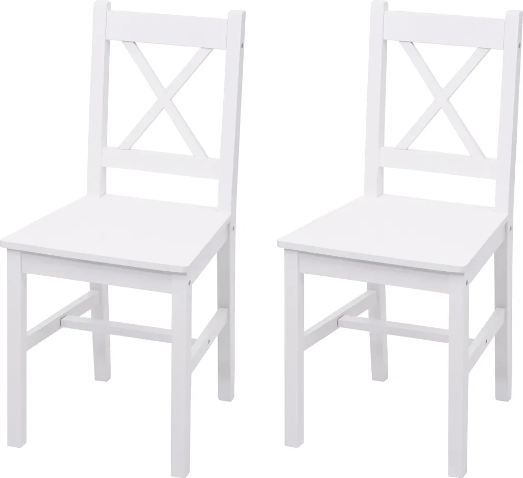 Chaise de salle à manger blanche en bois massif robuste lot de 2