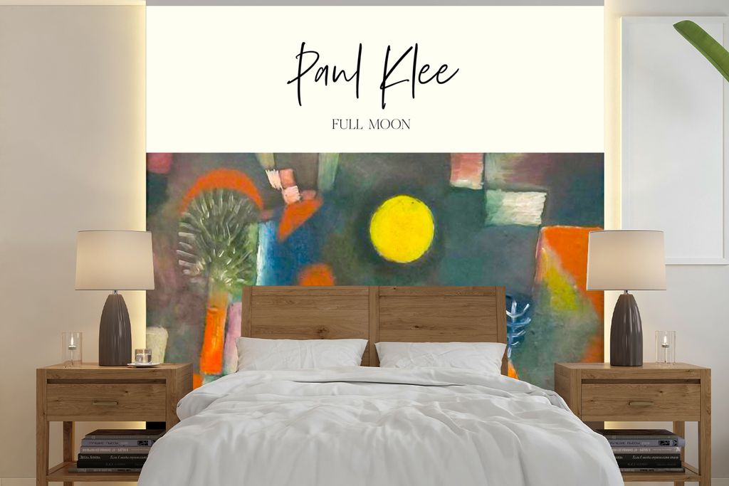 MuchoWow Fototapete für Wohnzimmer oder Schlafzimmer Wandtapete Vinyl Motivtapete Paul Klee - Vollmond - Kunst - 240x240 cm - Schlafzimmer-Tapete