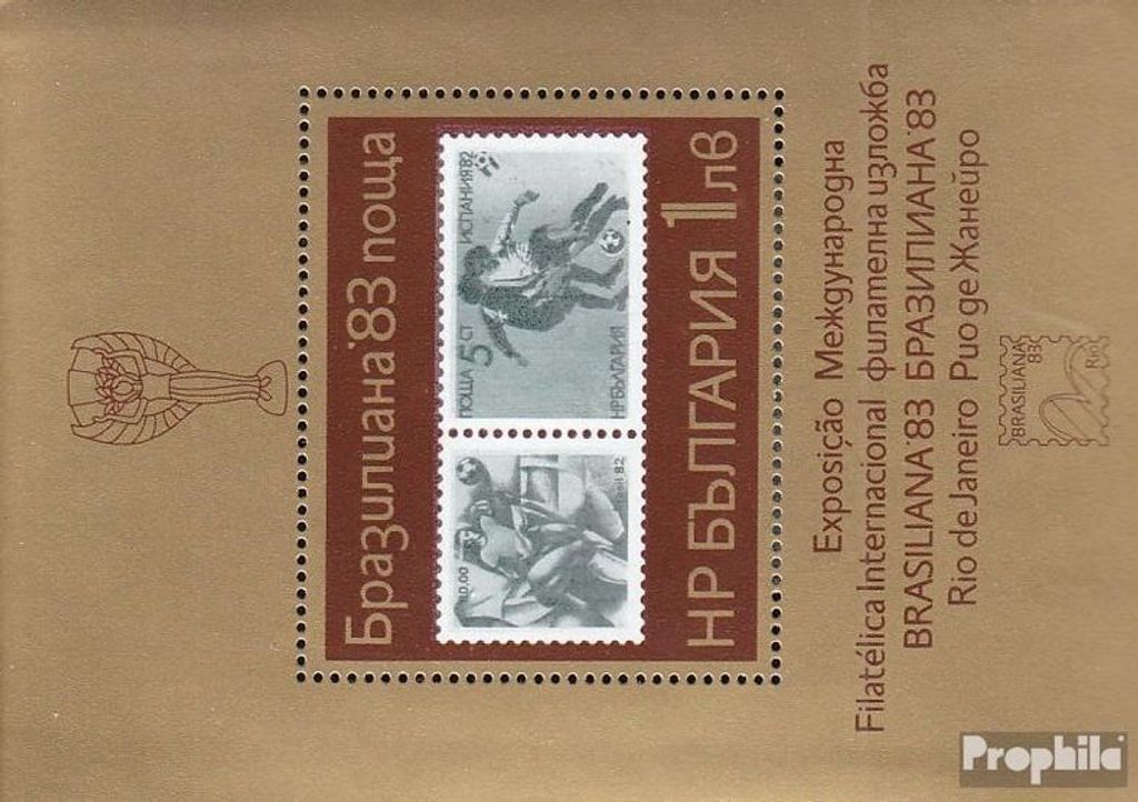 Briefmarken Bulgarien 1983 Mi Block133 (kompl.Ausg.) postfrisch Briefmarkenaustellung BRASILIANA83
