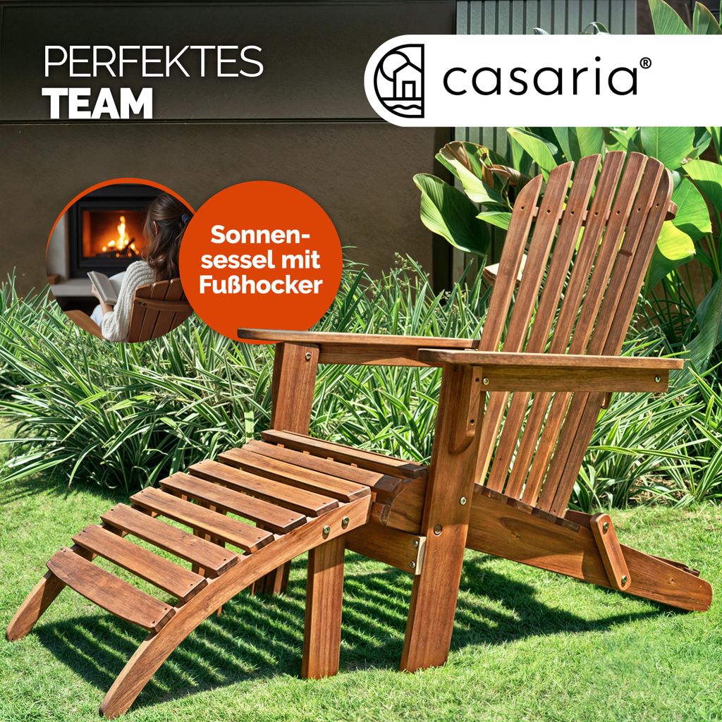 Casaria 2x Chaise longue transat Adirondack en bois Image du produit 