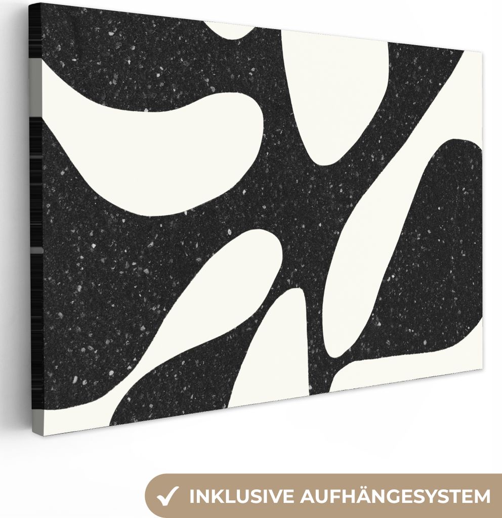MuchoWow - Leinwandbilder - Pflanze - Schwarz - Minimalismus, Wandbild, Wanddeko Bilder Wohnzimmer, 90x60 cm
