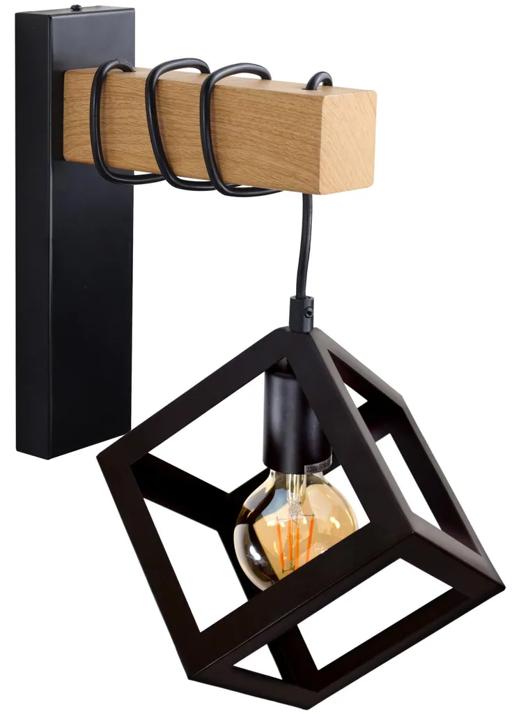Applique Intérieure Scandinave SWEDEN Bois et Acier Noir E27 Polux