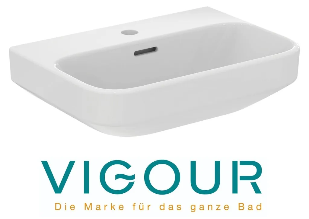 Lavabo VIGOUR DERBY V3 45x35 cm blanc PflegetectPlus avec trop-plein
