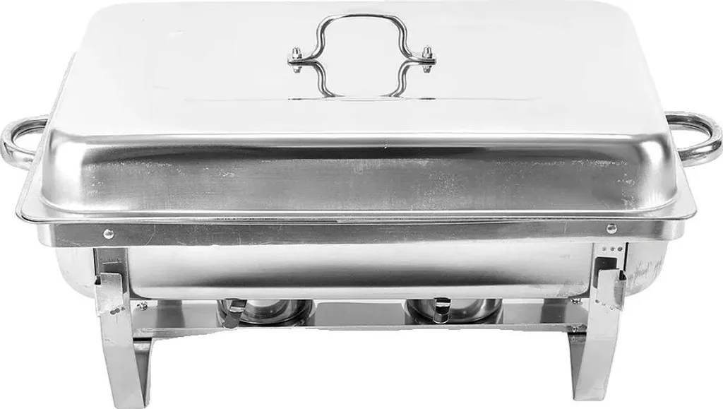 Chafing Dish professionnel à support pliable et couvercle argenté, lot de 2