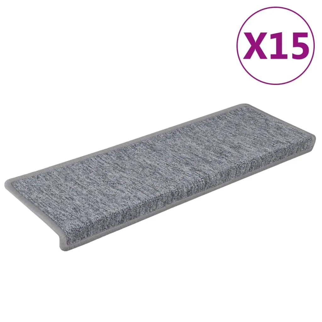 Tapis d'escalier vidaXL 15 pcs. 65x21x4 cm blanc et gris antidérapant
