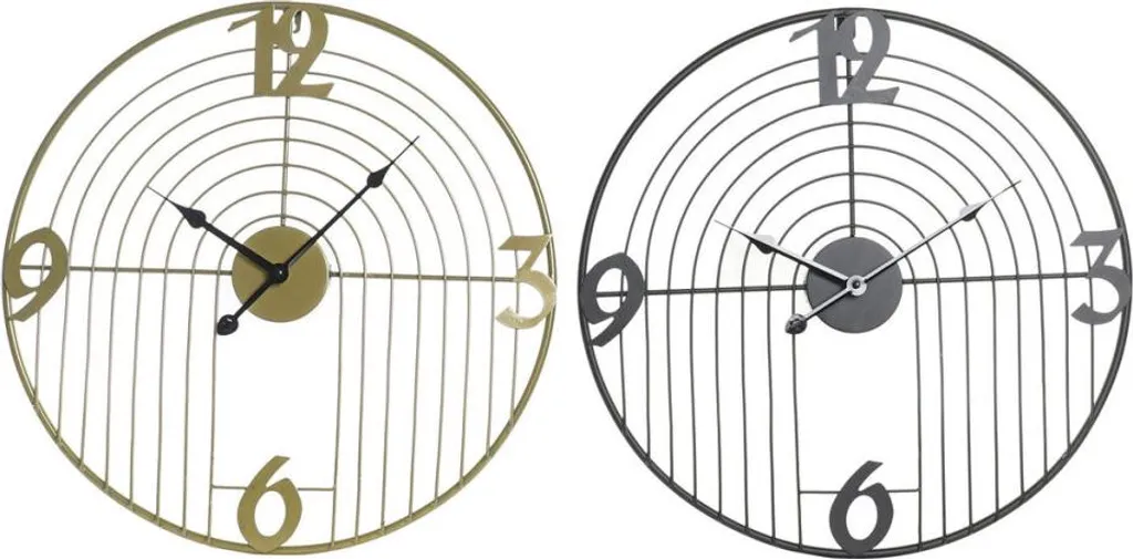 Lot de 2 Horloges en Métal Noir et Or 45x3x45 cm - Design Moderne et Épuré