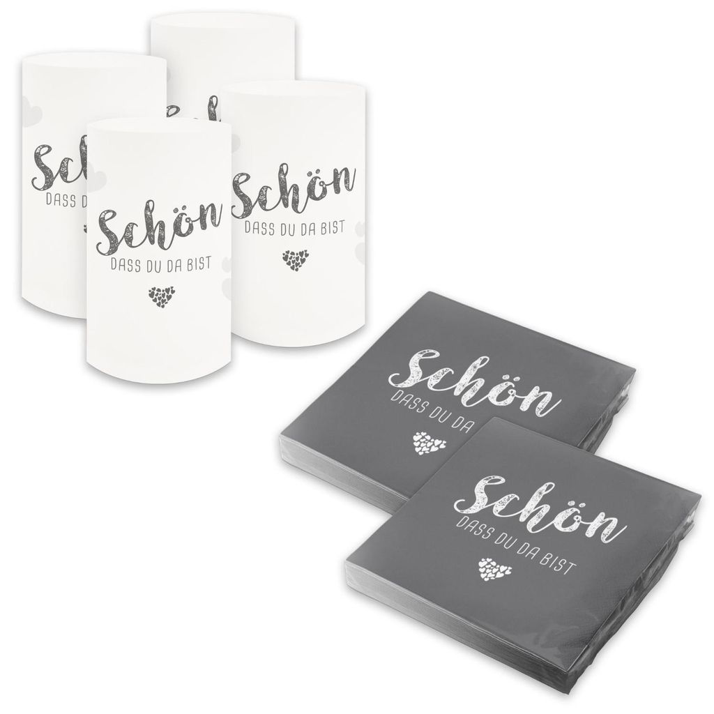 itenga 6x Windlicht + 40x Servietten - Schön dass du da Produktbild 