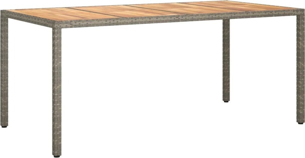 "WINTER SALE"Gartentisch/Terrassentisch - HOMMIE - elegantes Design - 190x90x75cm Poly Rattan und Akazienholz Grau - Gartentische NeuMöbel350171