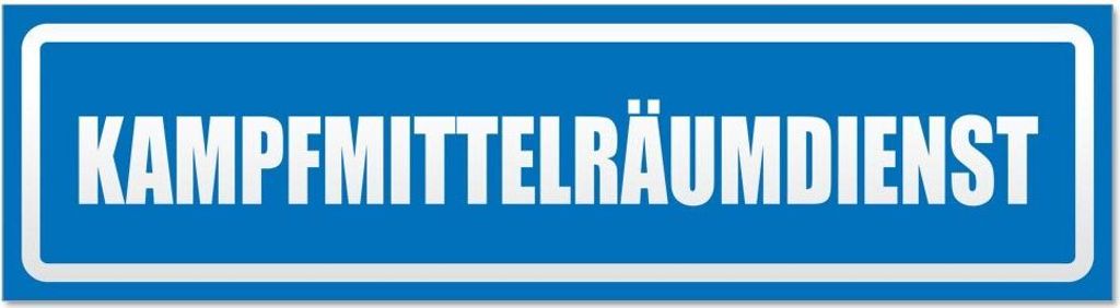 Kiwistar - Autoaufkleber - Blau - 20 x 5,3 cm - Kampfmittelräumdienst invertiert - Hinweis Aufkleber Sticker für Auto, Kfz, Fahrrad, PKW, LKW