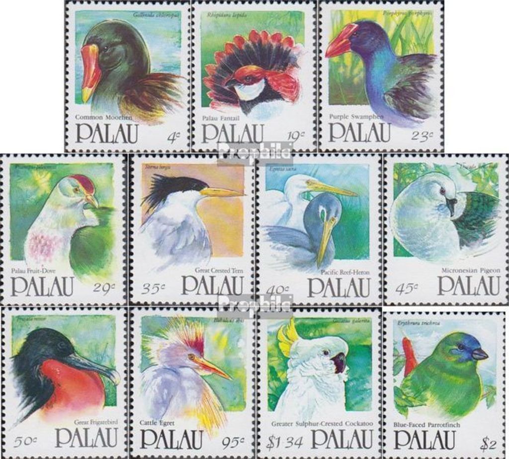 Briefmarken Palau-Inseln 1991 Mi 427A-437A (kompl.Ausg.) postfrisch Freimarken: Vögel