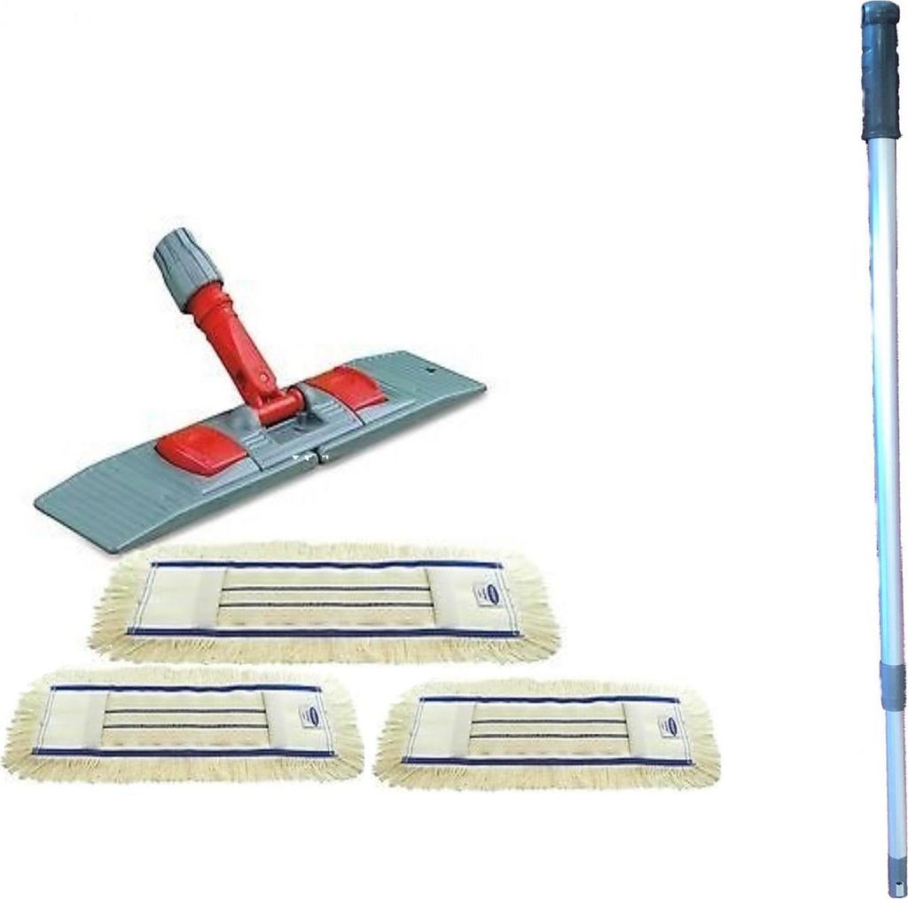 Wischmopp Set "Premium" mit Teleskopstiel 50 cm inkl. 3 x Wischmopp Baumwolle