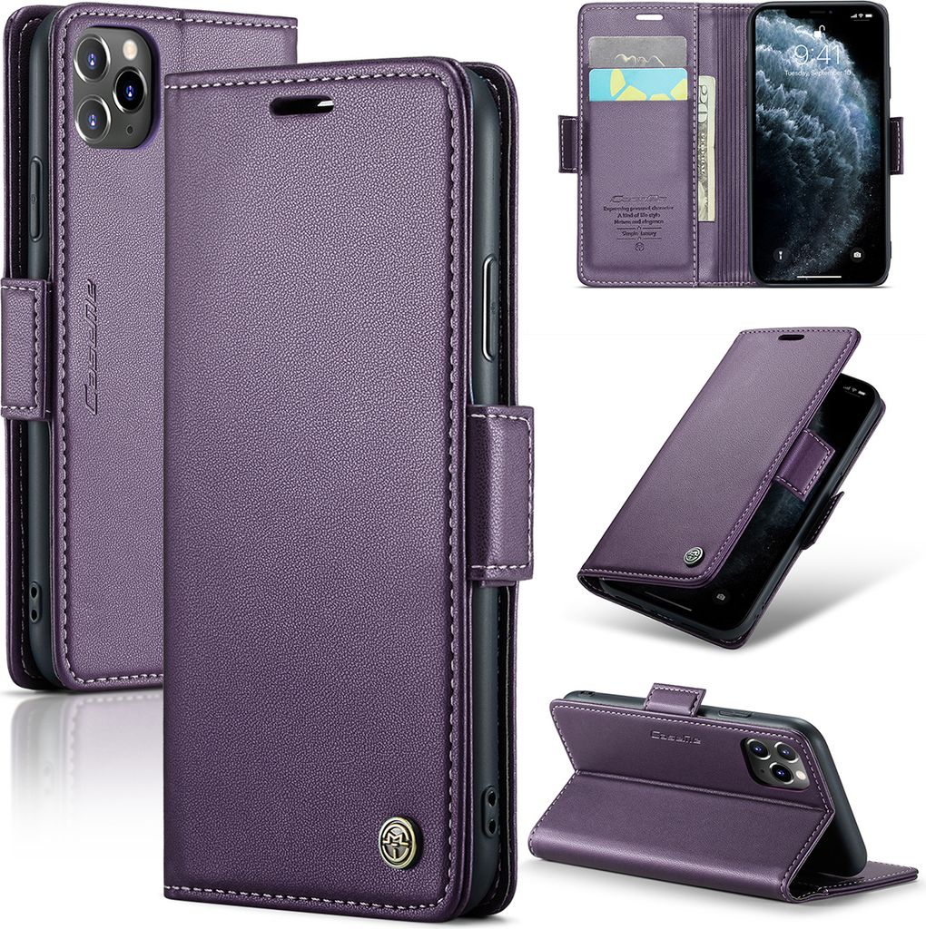 iPhone 11 Pro Hülle, Leder Brieftasche Kartenfach Schutzhülle mit Standfunktion für iPhone 11 Pro Lila