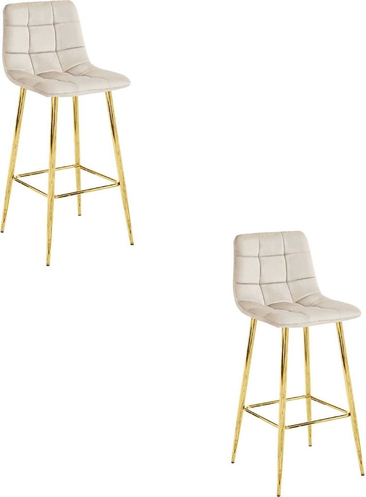 Valora ARCETO Hocker - Beigefarbener Samt & goldene Beine x2 | Elegantes Paar Samthocker