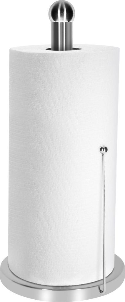 Cheffinger, Küchenrollenhalter Edelstahl mit Seitenstange, Silber
