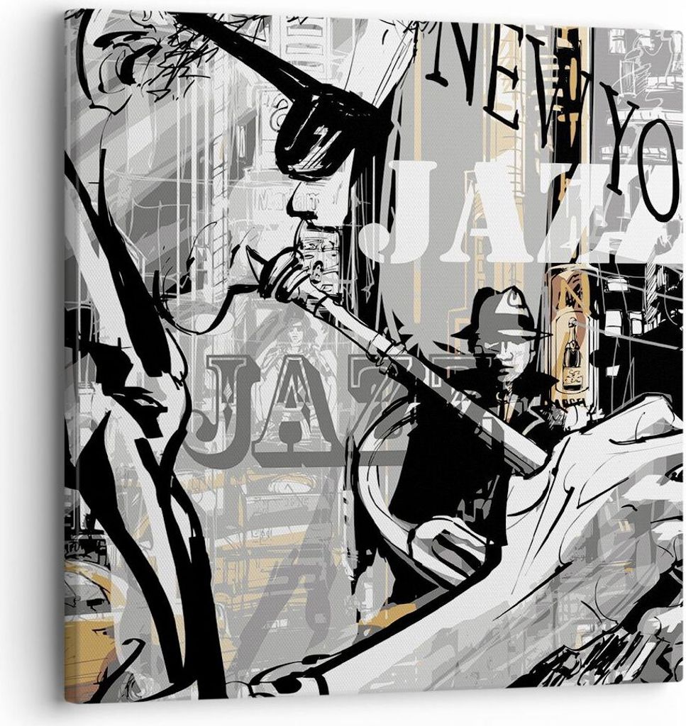 Bild auf Leinwand - Leinwandbild - Jazz Musik Musiker - 30x30cm - Wand Bild - Wanddeko - Wandbilder - Leinwanddruck - Bilder - Kunstdruck - Wanddek...