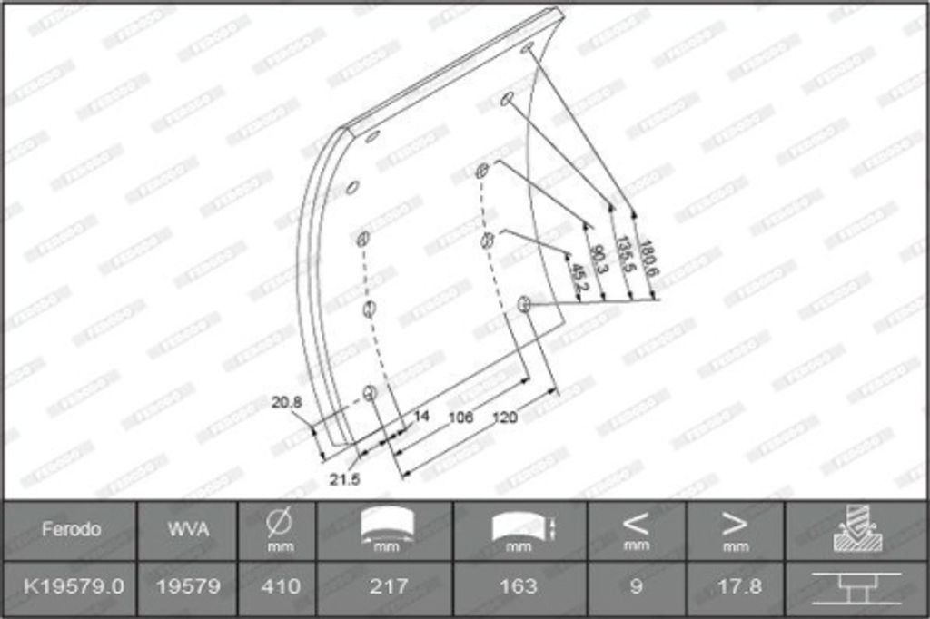 Bremsbelagsatz Trommelbremse Ferodo K19579.0-F3539 Premier für Man Mercedes Benz