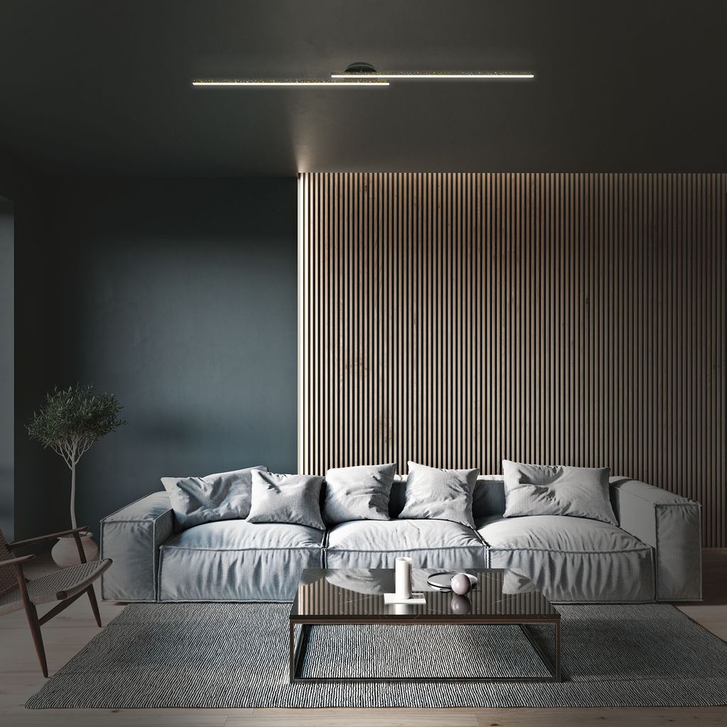 Di-Ka LED wand- en plafondlamp Rey, zwart, 135 x 14 cm, met Productafbeelding 