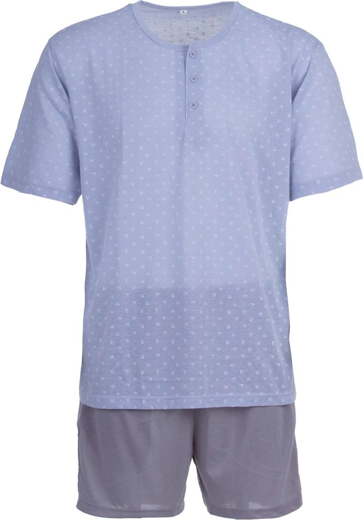 Pyjama Set Shorty - Knöpfe Rechteck, Farbe:grau, Größe:XXL