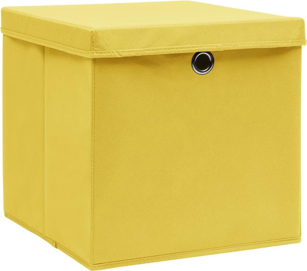vidaXL Aufbewahrungsboxen mit Deckeln 10 Stk. Gelb 32x32x32 cm Stoff
