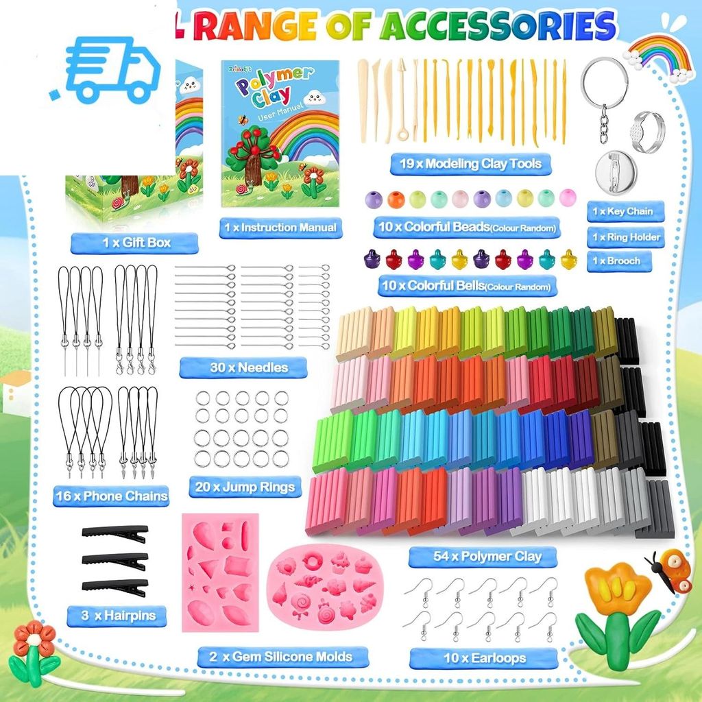 Polymer Clay Set, 54 Farben Knete Set mit Werkzeugen, 19 Produktbild 