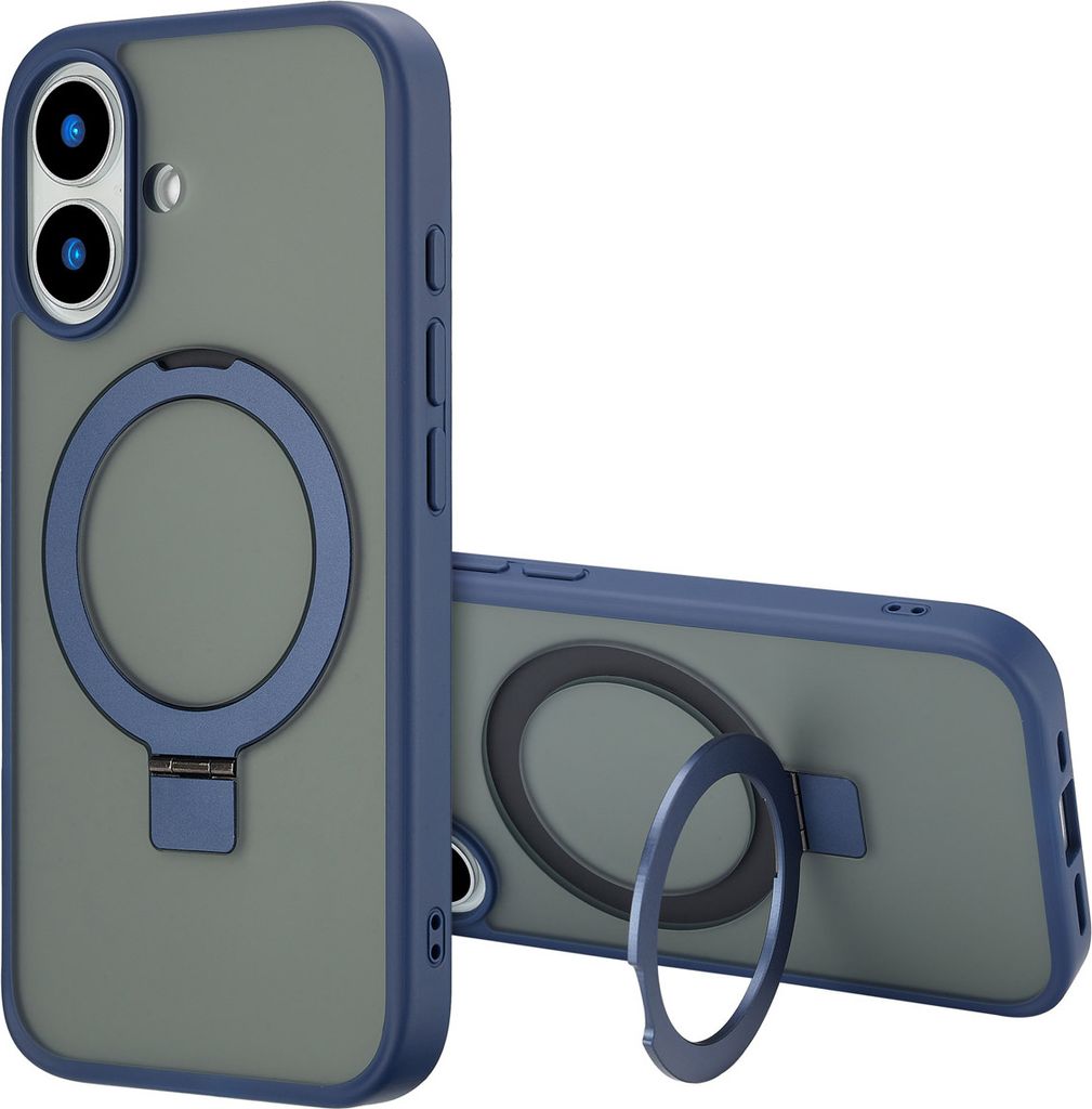 Accezz Ring Stand Backcover mit MagSafe iPhone 16 - Blau