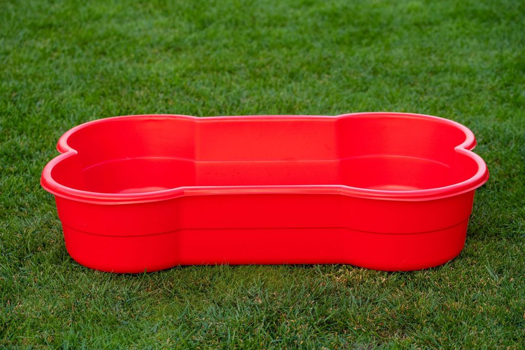 DogsLand Hundepool in Knochenform - 120 cm, rot, für große und kleine Hunde, Verwendbar als Hundebett, Biss- und krallenfest, UV-beständig, 100%...